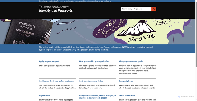 Security scan screenshot of https://www.passports.govt.nz/
