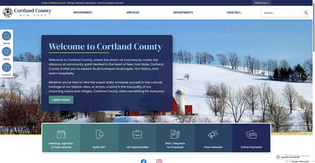 Security scan screenshot of https://cortlandcountyny.gov/