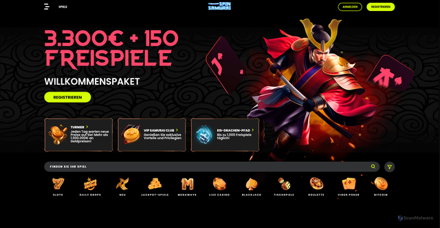 Security scan screenshot of https://onlinecasinosoffer.com/go/au/spin-samurai-casino