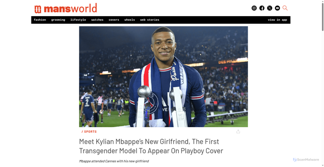 Security scan screenshot of https://www.mansworldindia.com/lifestyle/sports/is-kylian-mbappe-dating-transgender-model-ines-rau