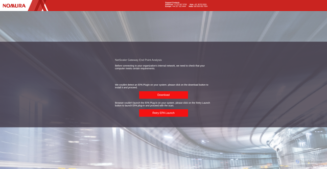 Security scan screenshot of https://rhremote.workspace.nomura.com