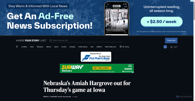 Security scan screenshot of https://kearneyhub.com/sports/college/article_3832cc1c-8779-53d3-8732-cb372209dc82.html