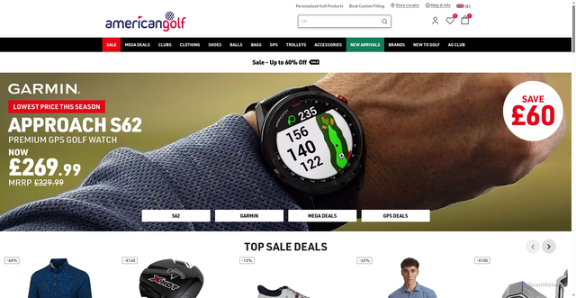 Security scan screenshot of https://www.americangolf.co.uk