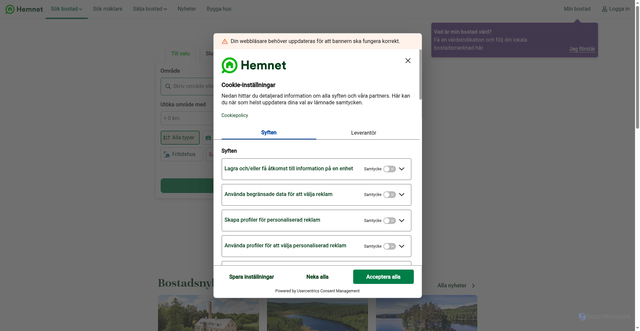 Security scan screenshot of https://hemnet.se