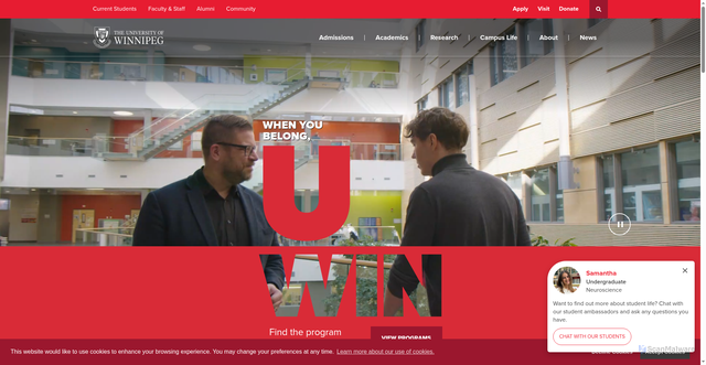Security scan screenshot of https://www.uwinnipeg.ca