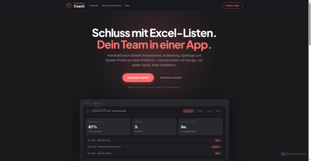 Security scan screenshot of https://handball-coach-world.de/