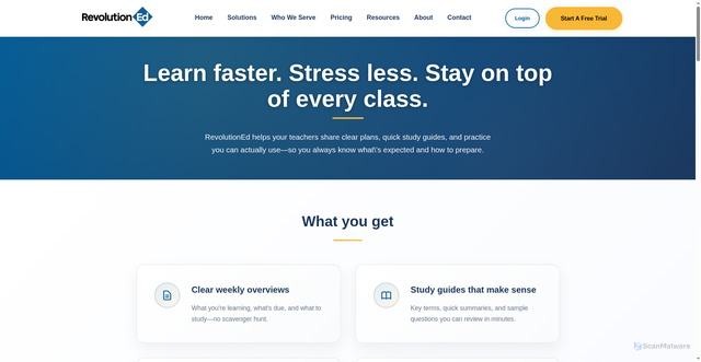 Security scan screenshot of https://revolutioned.ai/students/
