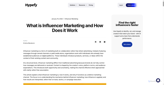 Security scan screenshot of https://hypefy.ai/blog/what-is-influencer-marketing