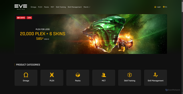 Security scan screenshot of https://store.eveonline.com