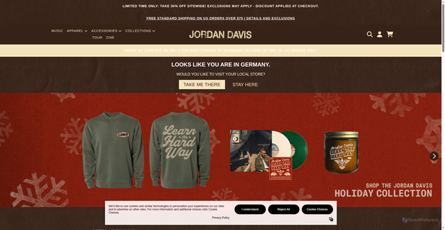 Security scan screenshot of https://shop.jordandavisofficial.com/