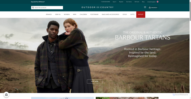 Security scan screenshot of https://www.outdoorandcountry.co.uk