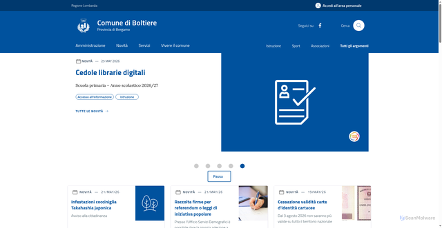 Security scan screenshot of https://www.comune.boltiere.bg.it