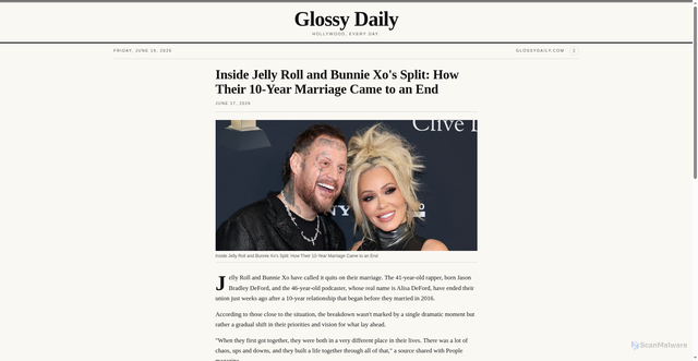 Security scan screenshot of https://glossydaily.com/article/what-happened-between-jelly-roll-bunnie-xo-source-shares-what-happened-leading-u-9b66566b/
