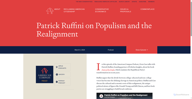 Security scan screenshot of https://americancompass.org/patrick-ruffini-on-populism-and-the-realignment/