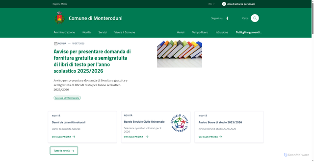 Security scan screenshot of https://www.comune.monteroduni.is.it/