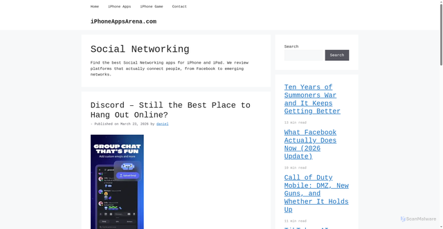 Security scan screenshot of https://iphoneappsarena.com/category/iphoneapps/social-networking/