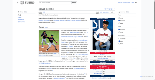 Security scan screenshot of https://en.wikipedia.org/wiki/Brayan_Rocchio