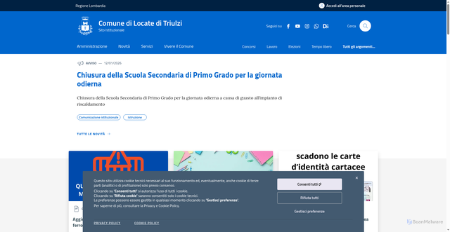 Security scan screenshot of https://www.comune.locateditriulzi.mi.it/