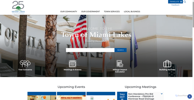 Security scan screenshot of https://www.miamilakes-fl.gov/