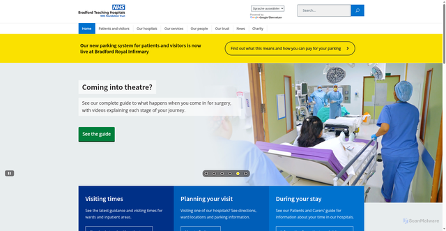 Security scan screenshot of https://www.bradfordhospitals.nhs.uk/