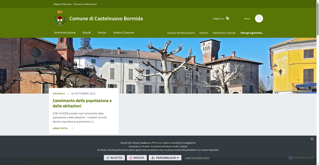 Security scan screenshot of https://www.comune.castelnuovobormida.al.it/it-it/home