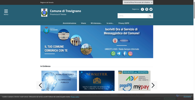 Security scan screenshot of https://www.comune.trevignano.tv.it/home