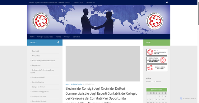Security scan screenshot of https://www.odcecpaola.it/