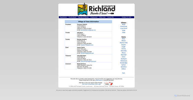 Security scan screenshot of https://www.co.richland.wi.us/yubaVillage.shtml