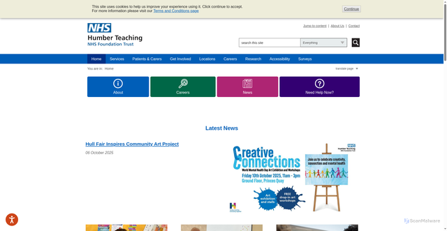 Security scan screenshot of https://www.humber.nhs.uk/