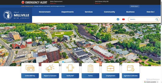 Security scan screenshot of https://millvillenj.gov/