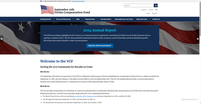 Security scan screenshot of https://www.vcf.gov/
