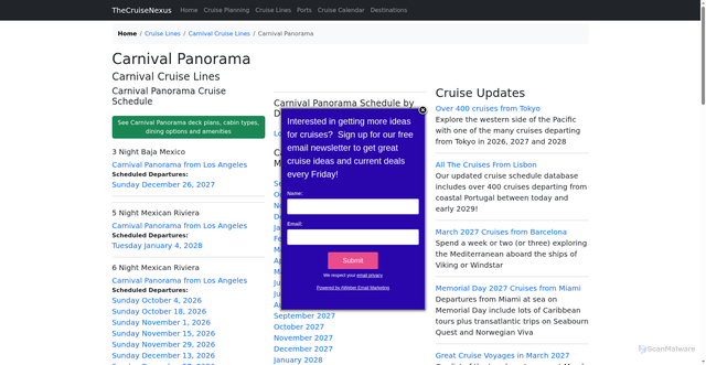 Security scan screenshot of https://www.thecruisenexus.com/cruise-ship/Carnival-Panorama