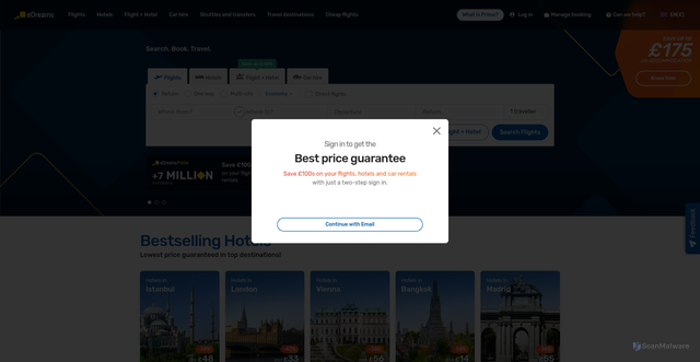 Security scan screenshot of https://www.edreams.co.uk
