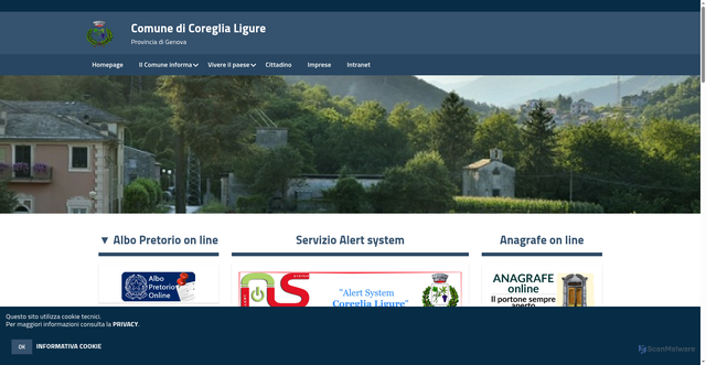 Security scan screenshot of https://www.comune.coreglialigure.ge.it/hh/index.php