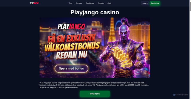 Security scan screenshot of https://playjangocasino.se