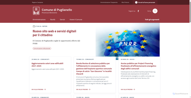 Security scan screenshot of https://www.comune.puglianello.bn.it