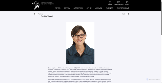 Security scan screenshot of https://www.afhu.org/2019/12/04/cathie-wood/