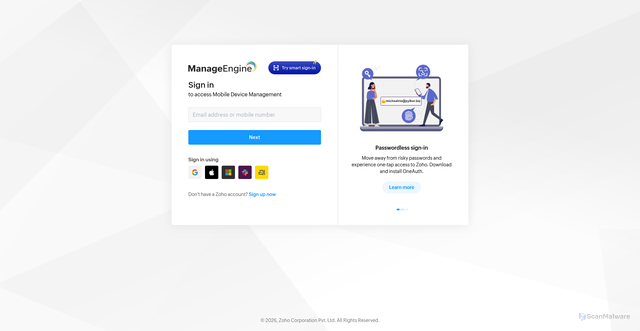 Security scan screenshot of https://mdm.manageengine.uk