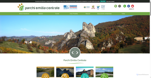 Security scan screenshot of https://www.parchiemiliacentrale.it/