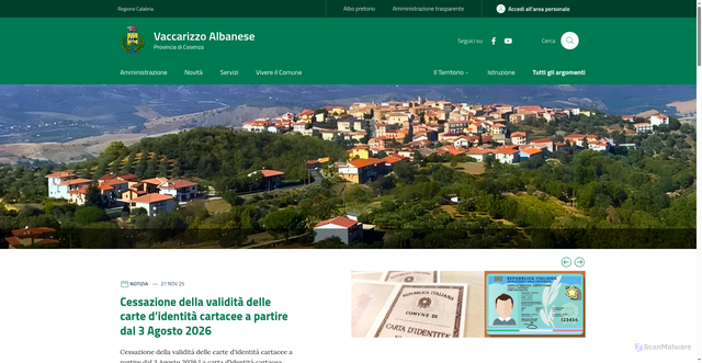 Security scan screenshot of https://www.comune.vaccarizzoalbanese.cs.it
