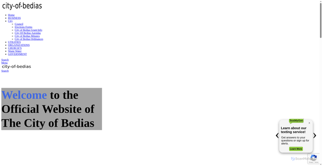 Security scan screenshot of https://www.cityofbedias.gov/