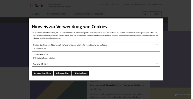 Security scan screenshot of https://bafin.de