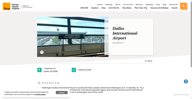 Security scan screenshot of https://www.fxva.com/listing/dulles-international-airport/1223/