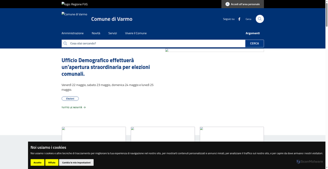 Security scan screenshot of https://www.comune.varmo.ud.it
