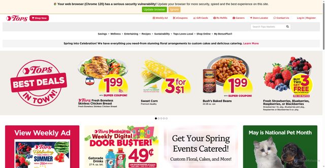 Security scan screenshot of https://www.topsmarkets.com