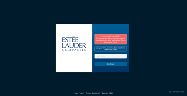 Security scan screenshot of https://elcompanies.sharepoint.com