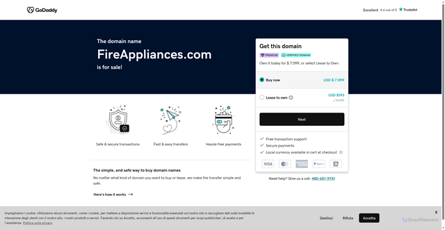Security scan screenshot of http://www.fireappliances.com/