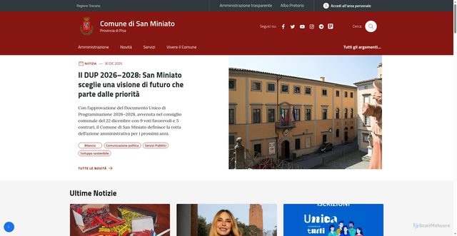 Security scan screenshot of https://comune.san-miniato.pi.it/