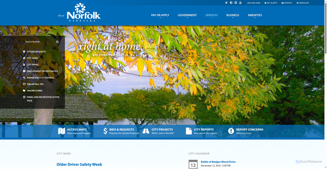 Security scan screenshot of https://norfolkne.gov/