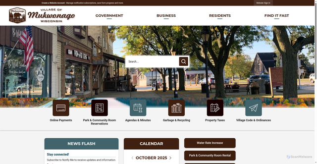 Security scan screenshot of https://www.villageofmukwonago.gov/
